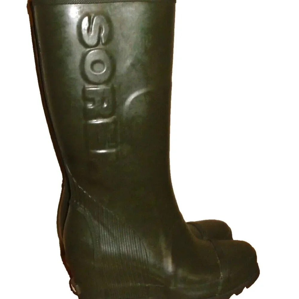 SOREL New Joan Wedge Tall Rain Boots 7.5 Green - Picture 8 of 12